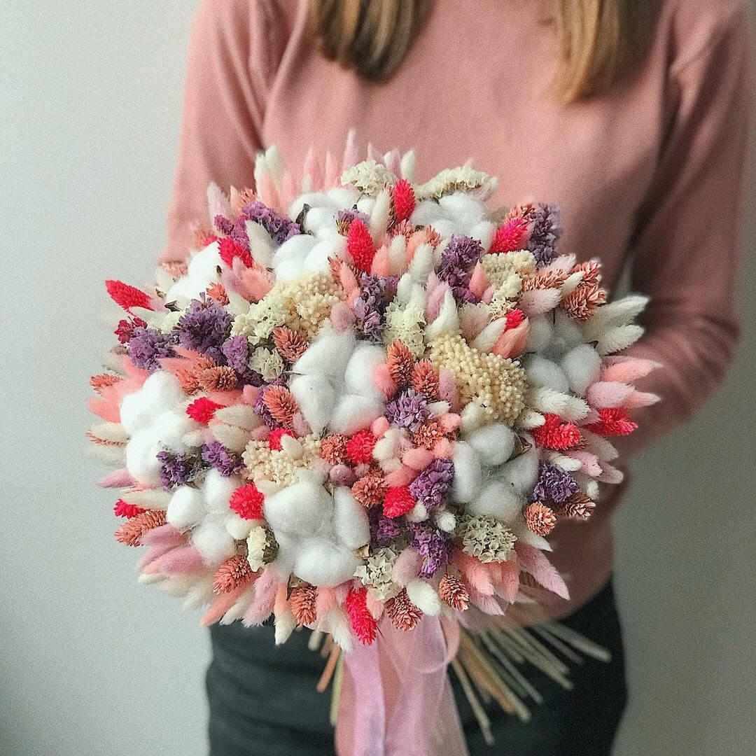 Букет 7 Красных Хлопков сухоцвет